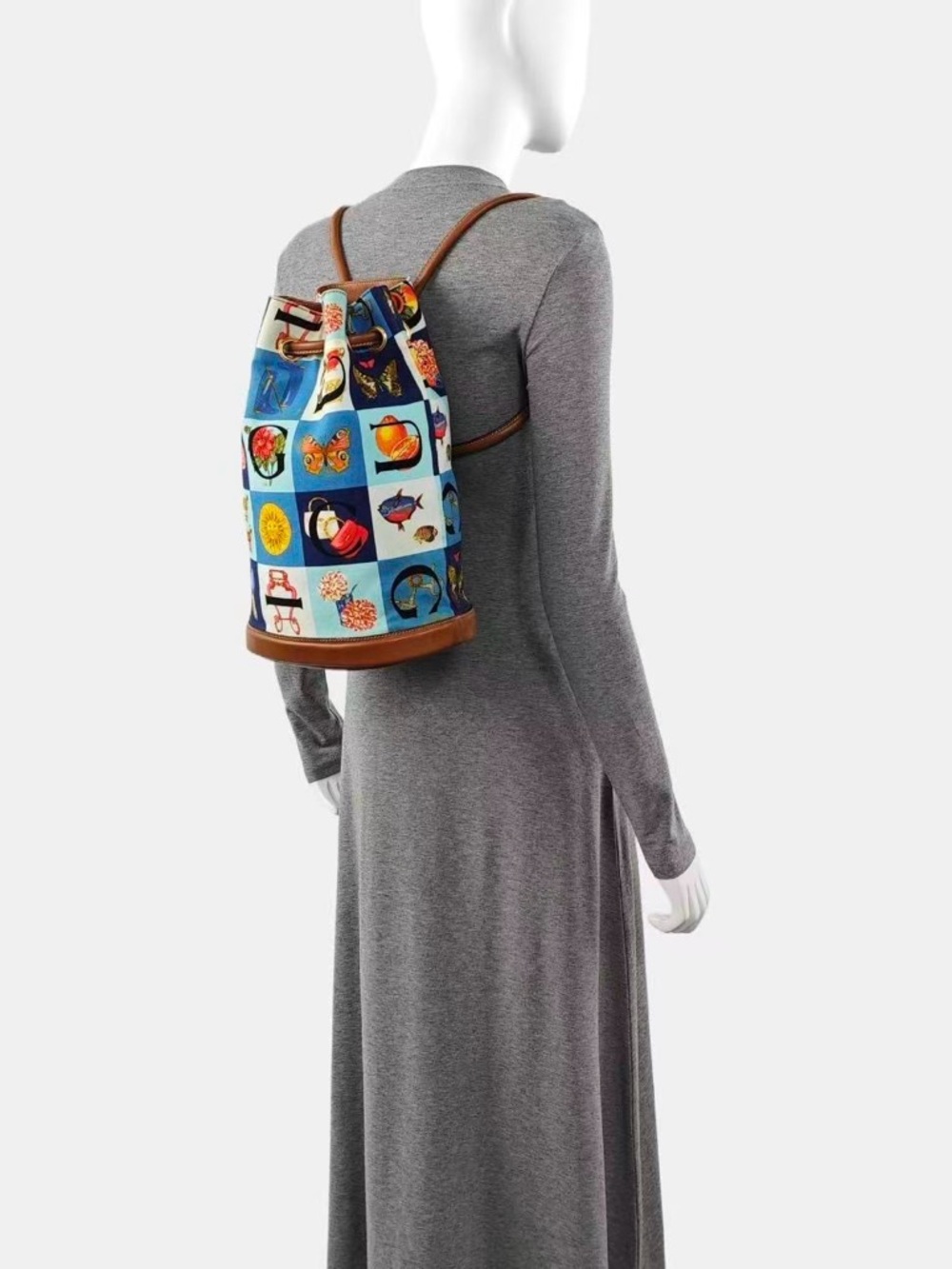Vintage Gucci Shimo Leather Canvas Backpack All-Over Pattern RARE Vintage 1980s - Picture 4 of 15